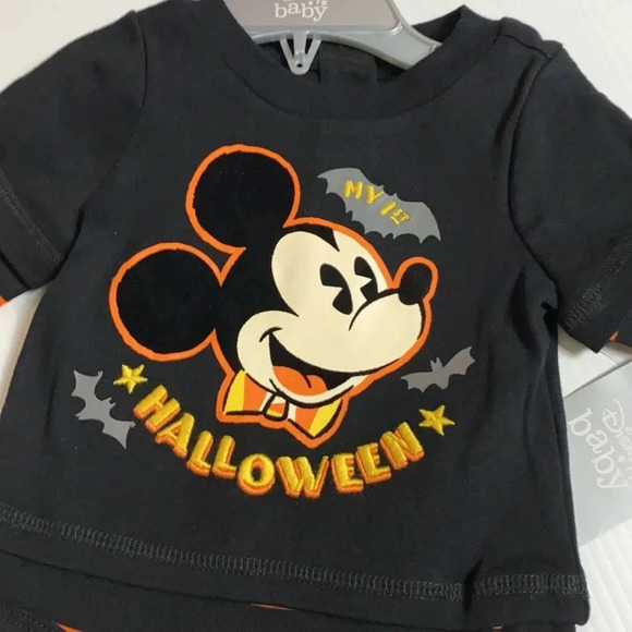 DISNEY BABY NEW BLACK MICKEY MOUSE HALLOWEEN ONSIE TOP SHIRT SZ 3 6 9 12 MONTHS - Picture 3 of 5